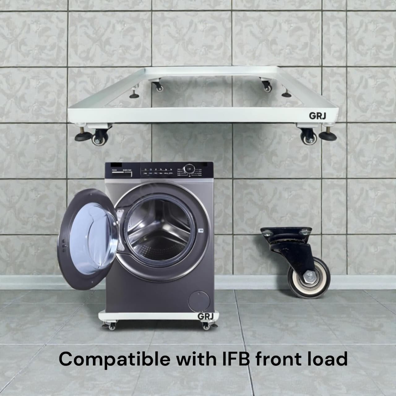 IFB Front Load Washing Machine Heavy Grill Stand with Trolley – Compatible with ( 6 to 11 )KG - Ultra-Strong, Durable & Rust-Proof