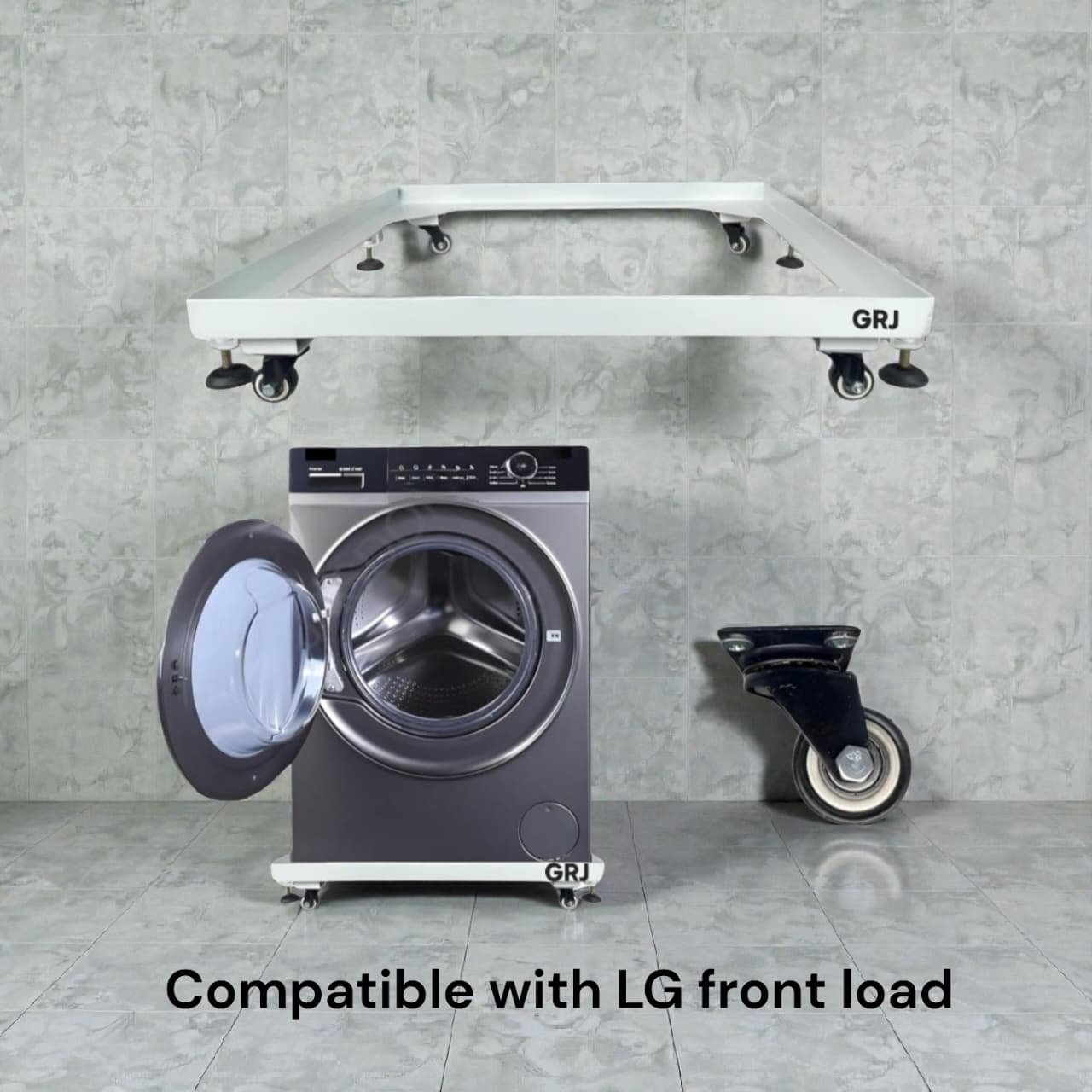 LG Front Load Washing Machine Heavy Grill Stand with Trolley  – Compatible with ( 6 to 11 )KG - Ultra-Strong, Durable & Rust-Proof