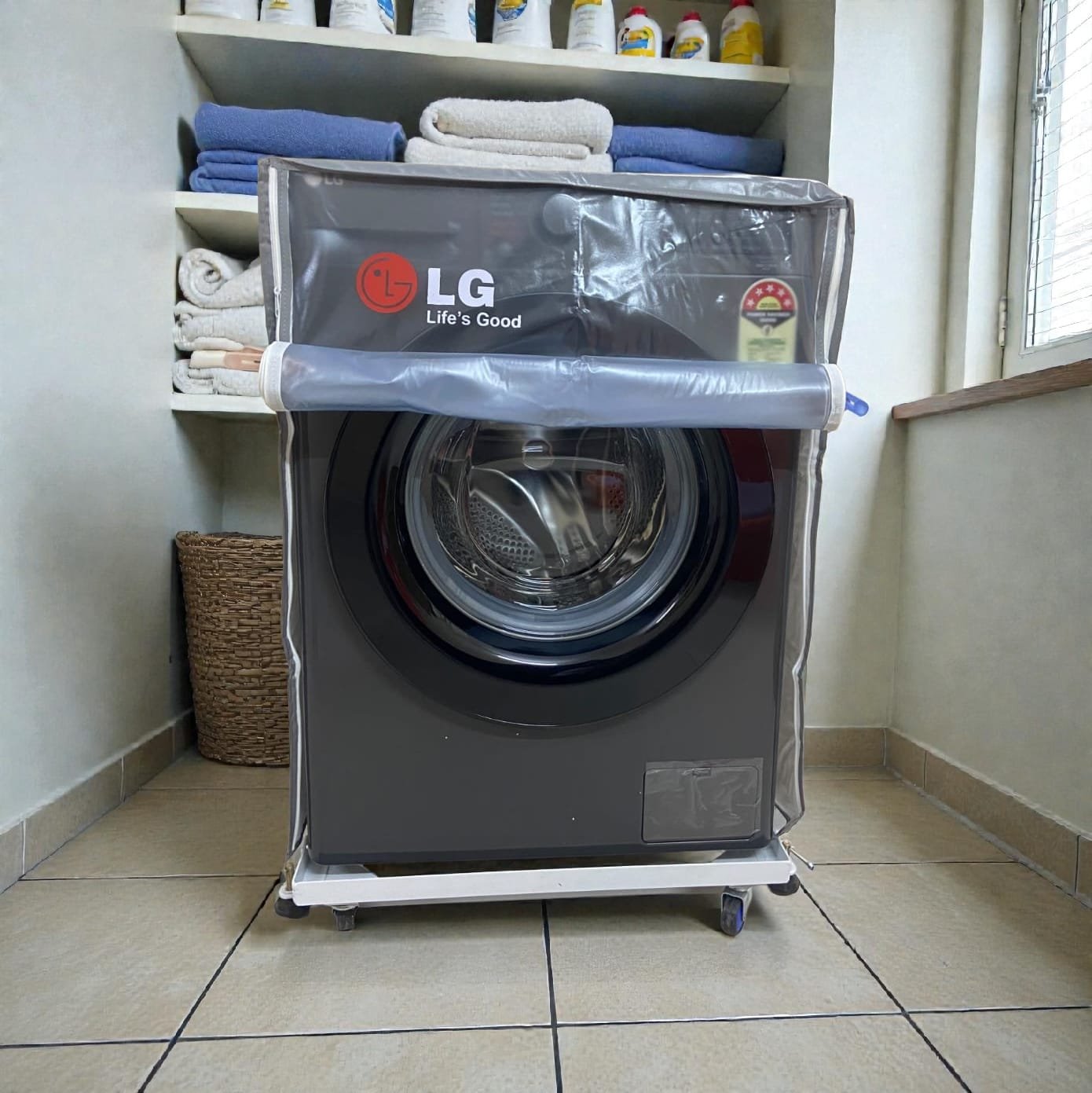 LG Front Load Washing Machine Heavy Grill Stand with Trolley  – Compatible with ( 6 to 11 )KG - Ultra-Strong, Durable & Rust-Proof