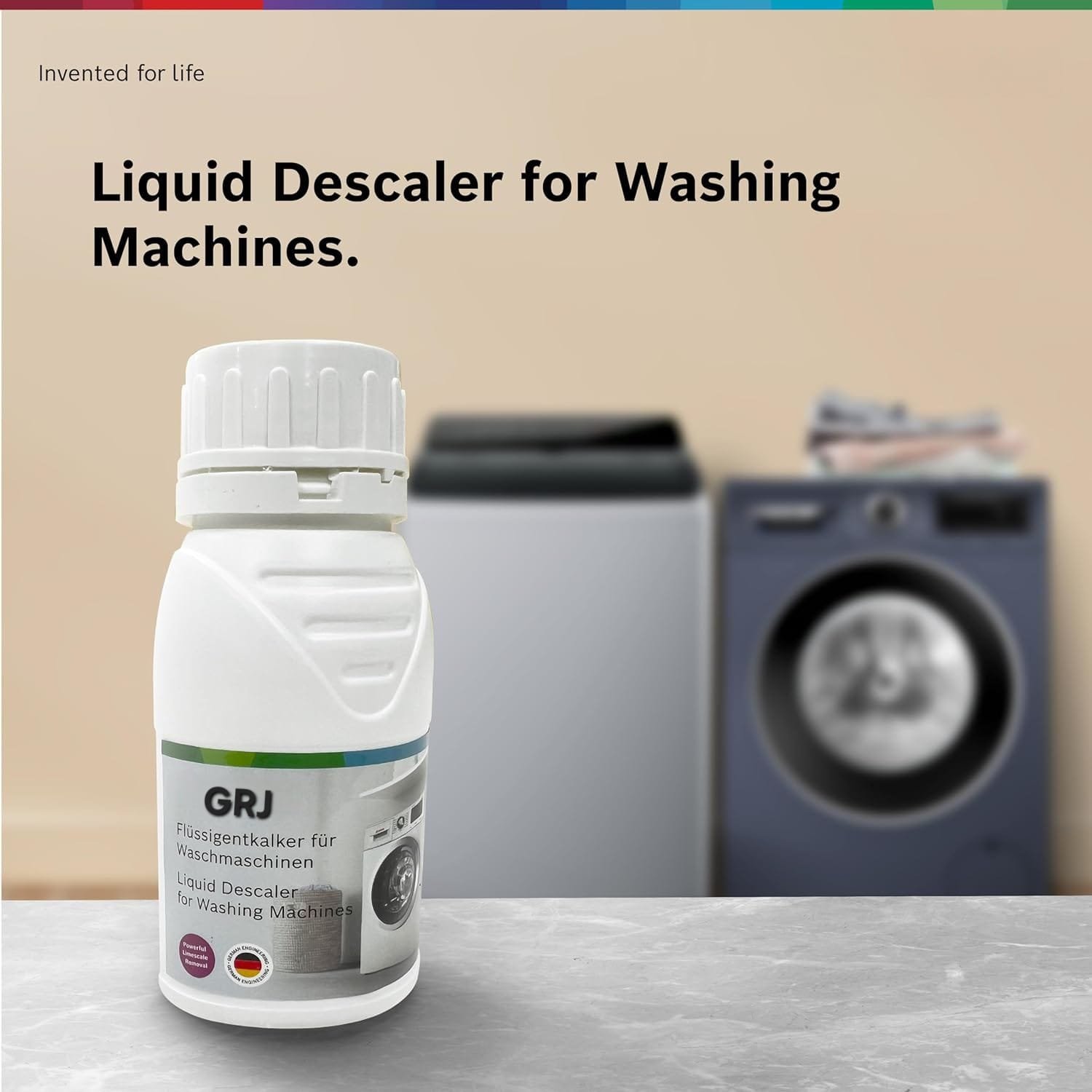 GRJ Bosch Washing Machine Liquid Descaler (Bottle)  – Compatible with Bosch Front & Top Load Machines | Removes Limescale & Odour | 200ml